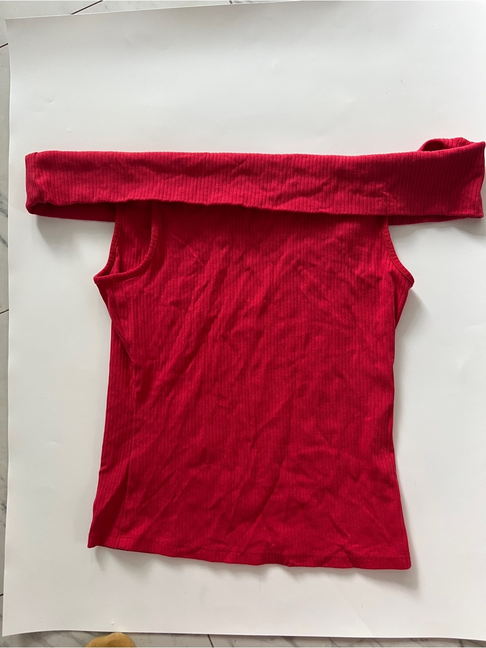 Old Navy Bright Red Ribbed Off-Shoulder Top